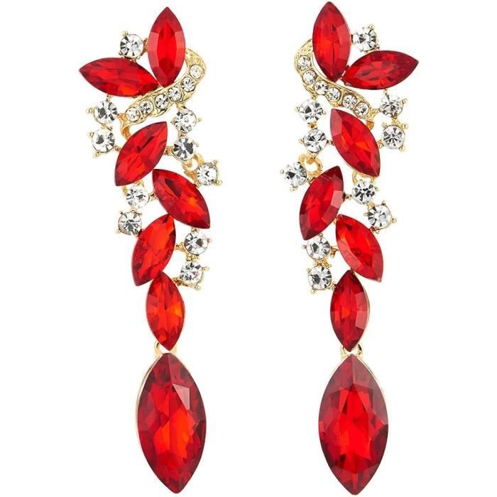 Boucles D'oreilles Crochet Doré Art Déco – Rectangle Ambré Et Strass – Rétro EH7