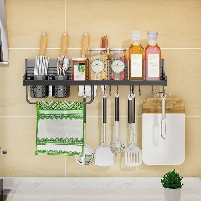Porte-couteau Rotatif Tyenaza Blanc - Bac Récupérateur Amovible, Fente Pour Ciseaux, Rangement Comptoir - 6