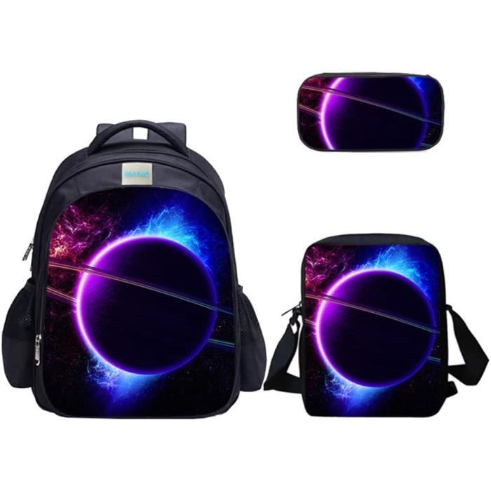 Ensemble Sac à Dos Scolaire – Sac à Dos + Sac à Déjeuner + Trousse (tie-dye Vert)