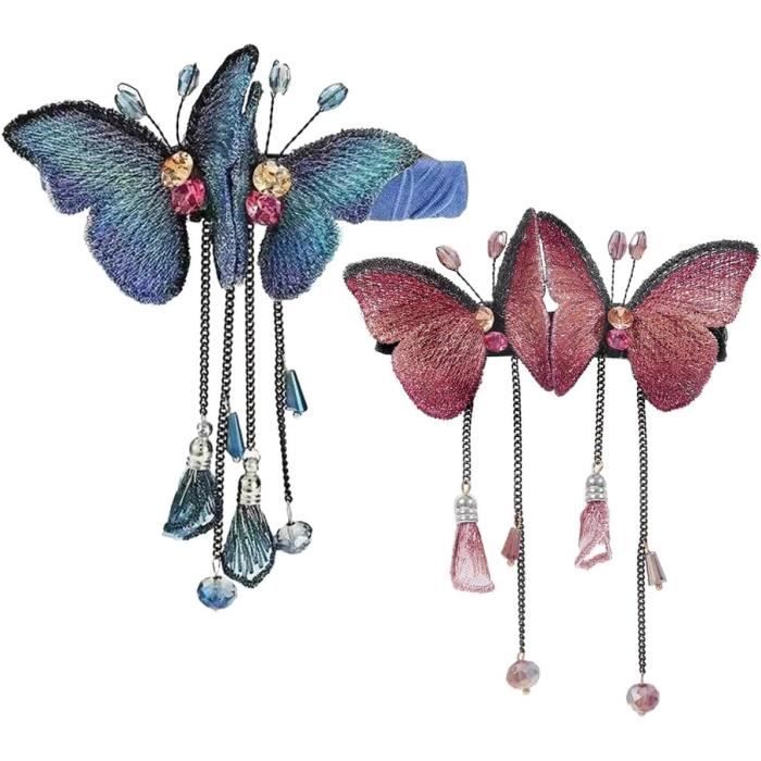 Barrette en forme de papillon pailleté - cadeau invitée fête de filles