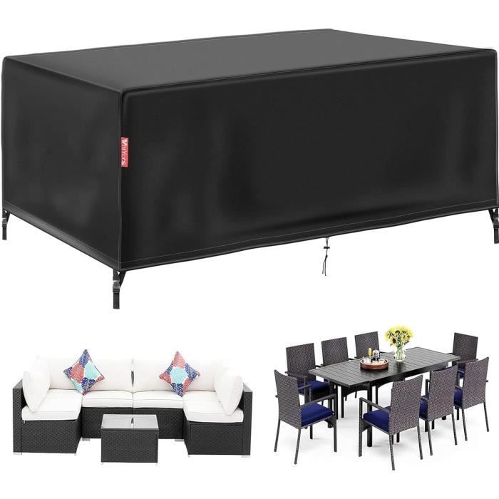 Housse De Protection Salon De Jardin 135x75x115 Cm - Bâche Imperméable 420D Oxford Anti-UV, Coupe-Vent Et Résistante Pour Table Et Meubles Extérieurs Rectangulaires