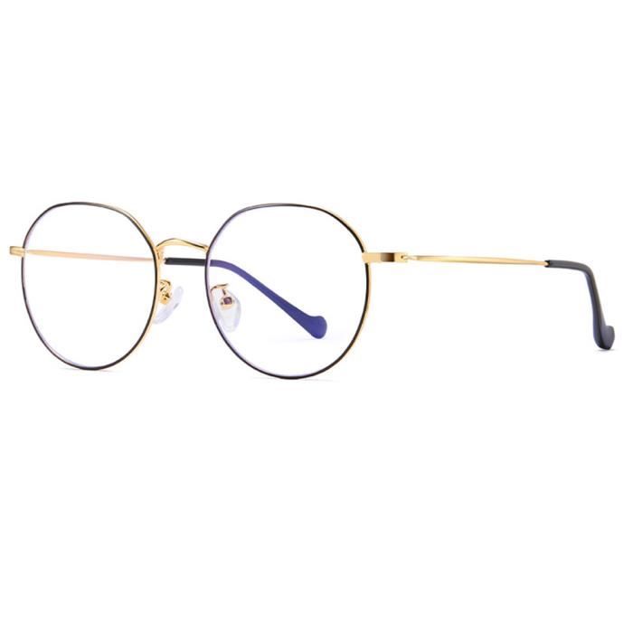 TSTR Lunettes Anti Lumiere Bleue Ronde Vintage Circle Metallique Monture Lunettes Ordinateur de Jeu pour Hommes Femmes Noir Or Cdiscount Bijouterie