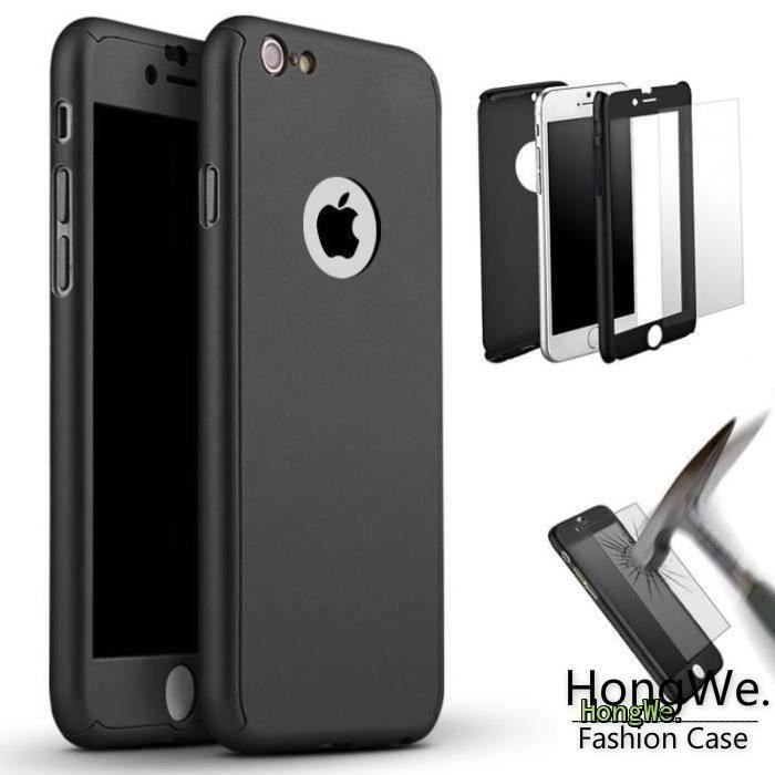 Coque Int&eacute;grale IPhone 6-6S Plus Noir Verre Tremp&eacute; - T&eacute;l&eacute;phonie