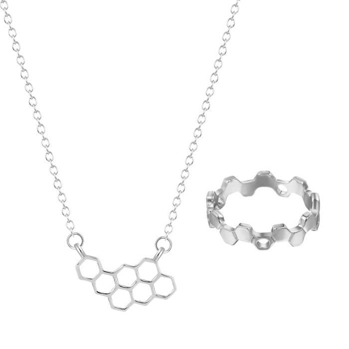 Collier Pendentif Coeur Nid D/'Abeille Bijoux pour Femme