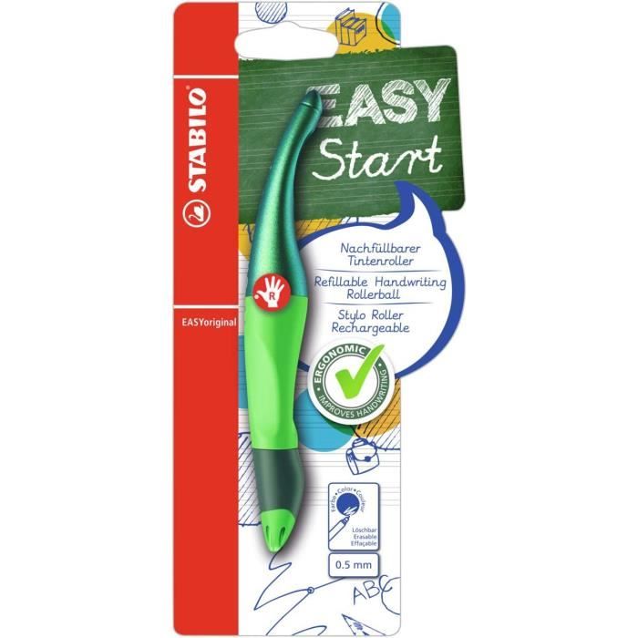 Stylo Roller Ergonomique Stabilo EASYoriginal Pour Droitier - Encre Bleue Effaçable 0.5mm - 13