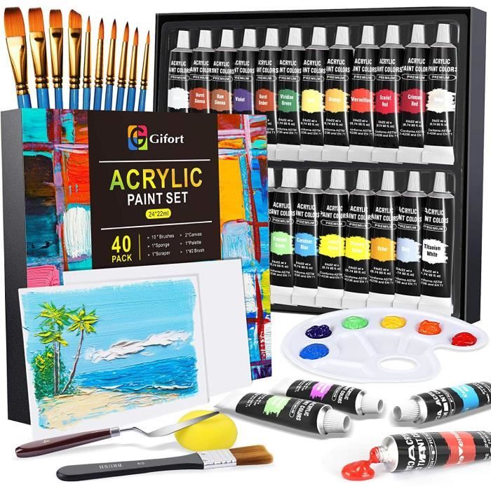 24 couleurs (tube de 12 ml) de peinture acrylique pour artistes pour  enfants et adultes : : Cuisine et Maison