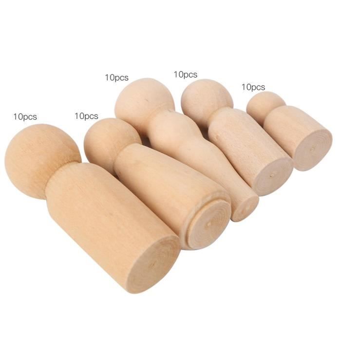 LIULINY 20 Pièces Poupée de Cheville en Bois, Figurines en Bois à Peindre90mmm, Petit Bonhomme Cylindre Formes (10 Hommes + 10 Femmes) pour Jouets, Peinture, Fête de Anniversaire Cadeau