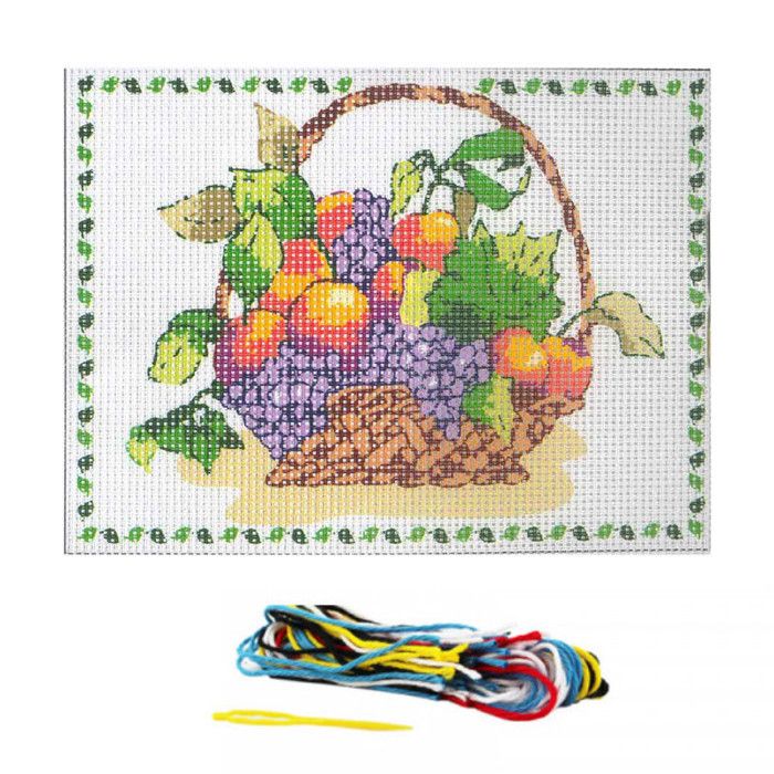 Meilleurs prix pour Kit complet canevas Panier de fruits (006) mercerie couture broderie fils aiguilles atelier travaux manuelles création loisir