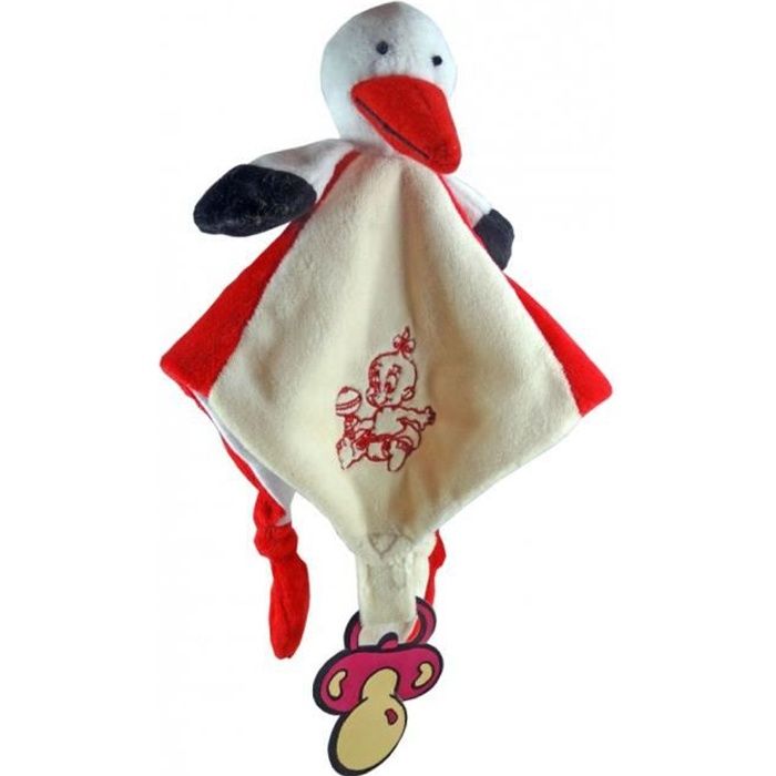 Doudou Cigogne Ecru Rouge Cdiscount Puericulture Eveil Bebe