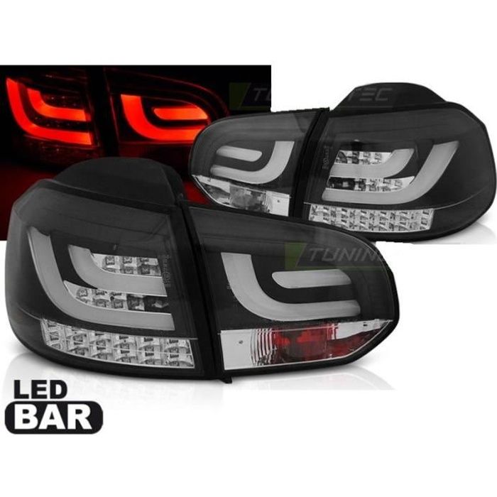 Paire de feux arriere VW Golf 6 08-12 LED BAR Noir