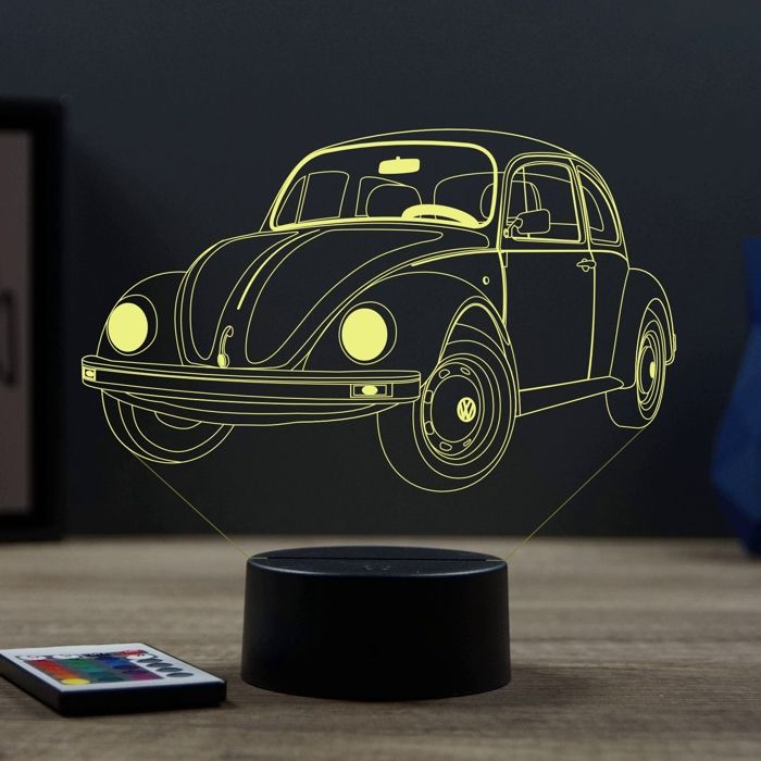 Lampe 3D LED Citroën C6 – 16 Couleurs RGB, Télécommande – Personnalisation Texte – Fabriqué En France – Décoration & Cadeau Auto