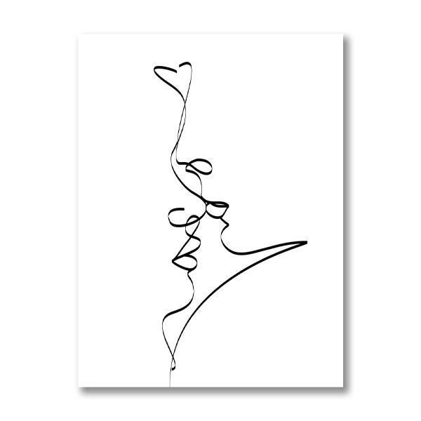 Affiche Abstraite De Couple Dessin Simple Ligne Amour Imprime Noir Et Blanc Cadeaux Romantiques 21x30cm No Frame Thjr Cdiscount Maison