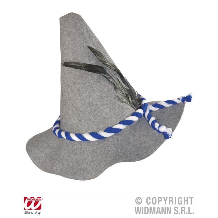 Chapeau Tyrolien Laine Grise - Allemand Bavarois - Taille S Avec Plume Et Edelweiss