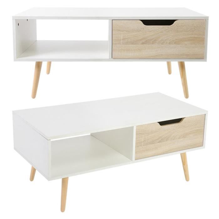 Table basse Table de salon Table basse TV avec 1 tiroir et 1 étagère