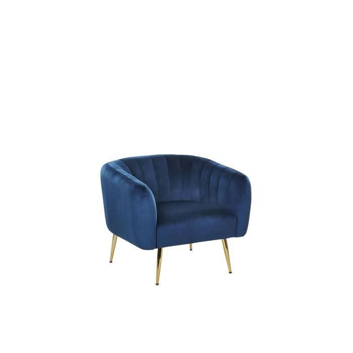 Fauteuil en velours bleu LACONIA - BELIANI - Vintage - Avec accoudoirs - Non déhoussable