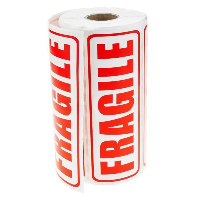 Étiquettes FRAGILES Autocollantes - Lot De 250 Stickers Rouges Pour Colis (7,6 X 5 Cm) - Idéal Pour Cartons, Plastique, Sacs