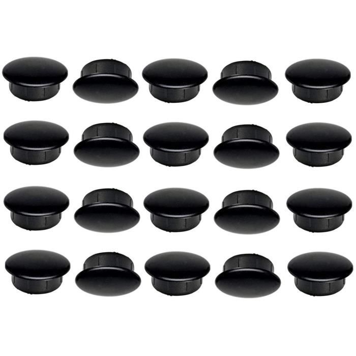 Lot De 20 Bouchons Plastique Noirs – Rond 11 Mm X 15 Mm, Pour Cacher Vis Ou Trous
