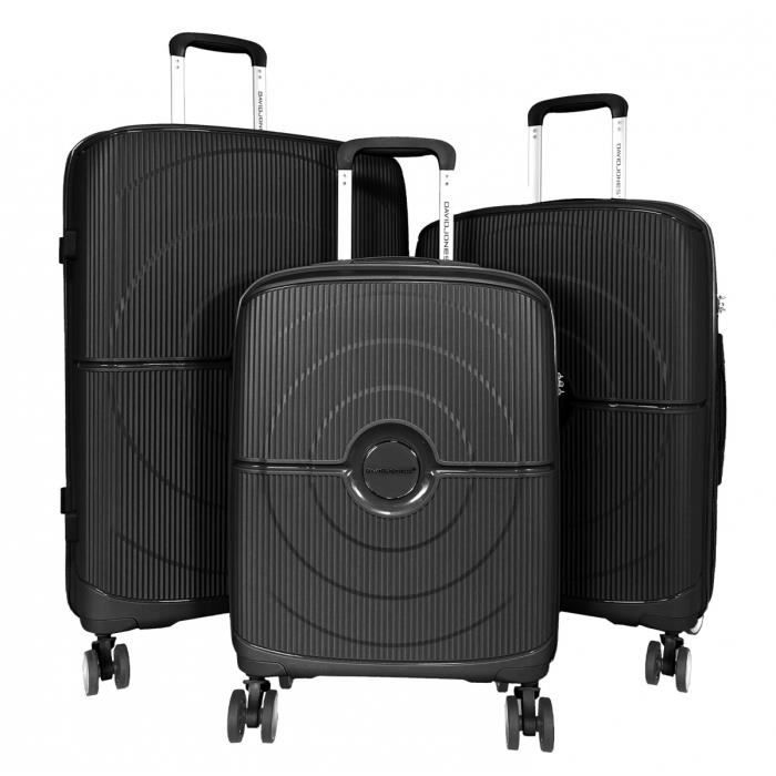 set de 3 valises 55cm-65cm-75cm synthétique noir - ba80023 -