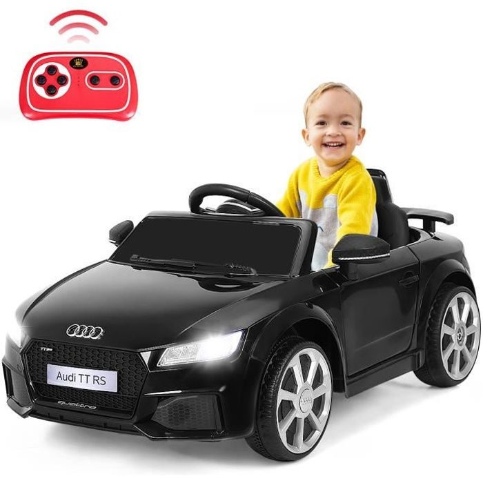 DREAMADE  Voiture Electrique 12V pour Enfants avec T&eacute;l&eacute;commande Voiture Audi TTRS Vitesse 5Km/h avec Lumi&egrave;res LED Noir 