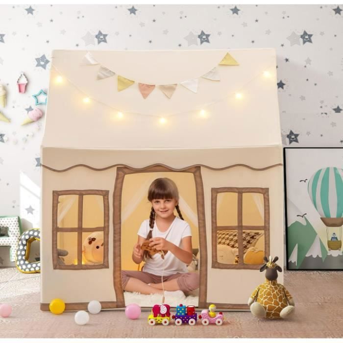 DREAMADE Tente de Jeux Enfant avec Lumière Etoilée LED Cabane Enfant avec Tapis Antidérapant,2 fenêtres, Maison de Tente Intérieure et Extérieure pour DREAMADE Tente de Jeux Enfant avec Lumière Etoilée LED Cabane Enfant avec Tapis Antidérapant,2 fenêtres, Maison de Tente Intérieure et Extérieure pour