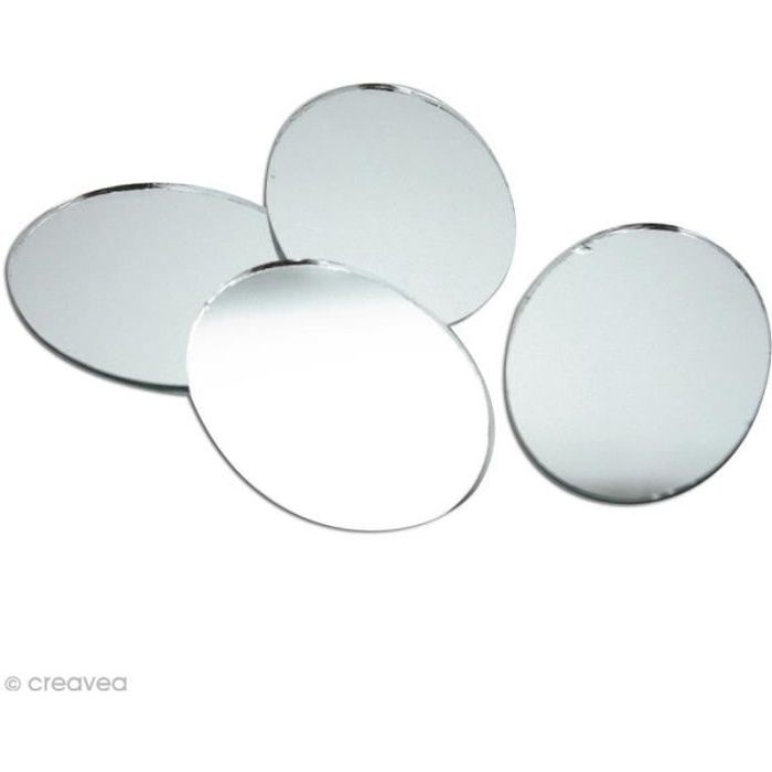 Miroir ovale - DTM - 50 x 37 mm - Lot de 4 - Gris - Verre - Intérieur