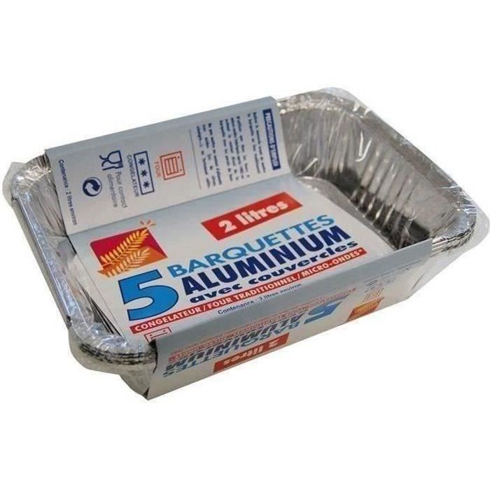 Barquette en aluminium avec couvercle x5 - 2 L