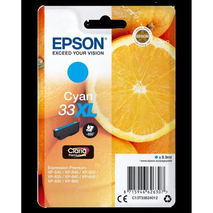 EPSON Cartouche dencre T3362 XL Cyan – Oranges (C13T33624012)
