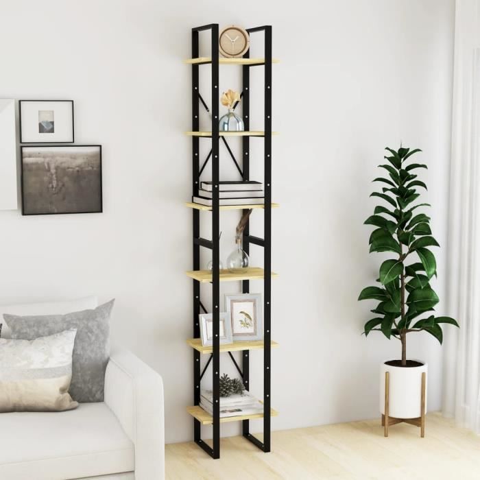 armoire haute en bois de pin massif fydun - 6 étagères - blanc - 40x30x210 cm
