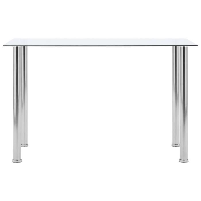 Table à dîner - Viesurchoix - Transparent - Verre trempé - Acier inoxydable - 120x60x75 cm