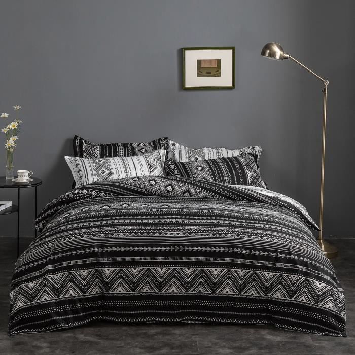 Housse De Couette 200x200 Cm Abstraite – Parure De Lit Microfibre Douce, 2 Taies, Fermeture éclair, Déco Chambre
