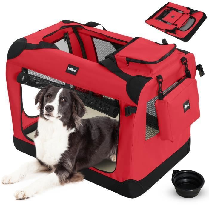 Comparer les prix de Leopet® Sac De Transport Pour Chiens - Gamelle, Pliable, Respirant, Taille Xl, Rouge - Bagage, Panier Pour Animal De Compagnie, Voyage