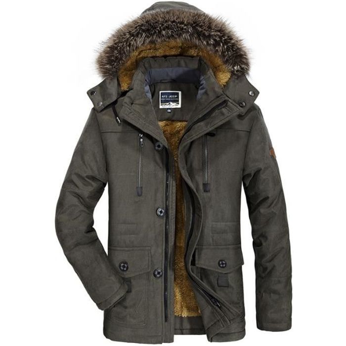 Parka hiver Homme Marque Luxe Doudoune Homme a capuche Manteau hommes Blouson Hommes Veste homme Mi longue Vetement Masculin Vert Cdiscount Pret a Porter