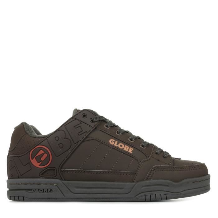 Globe Chaussures de skate Globe Tilt en cuir Dark Oak Bronze pour homme avec semelle Strobo Globe S-Trac™