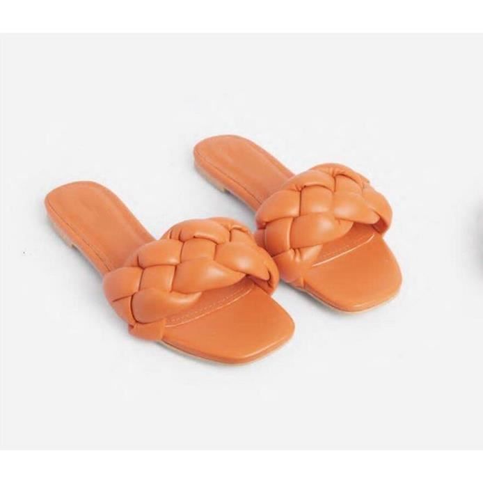Sandales d'été pour femmes ECELEN Bride Orange Plat