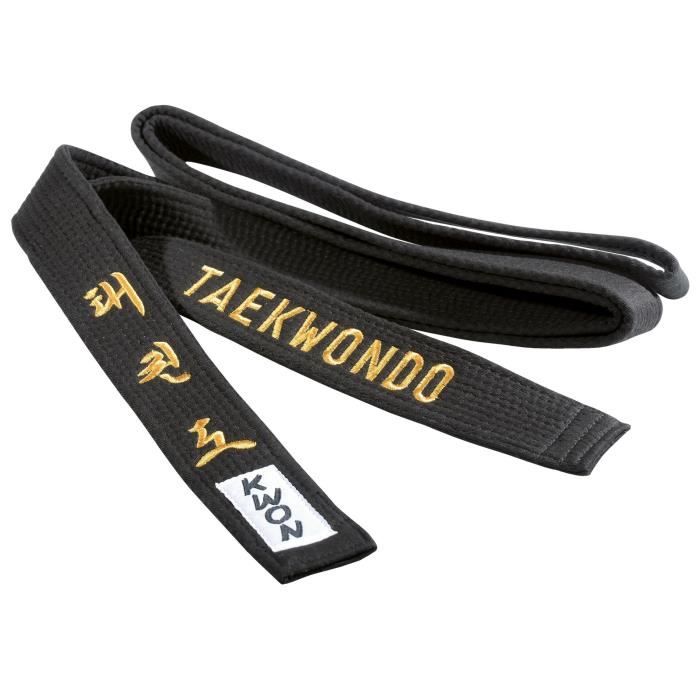 Ceinture Taekwondo avec broderie Kwon 5 cm noir 240 cm