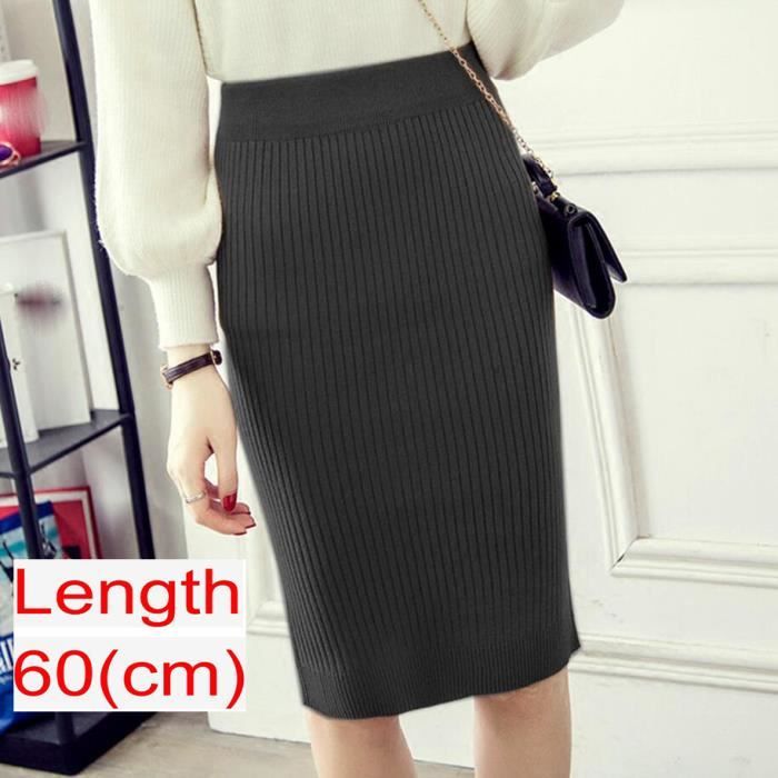 Jupe Crayon Noire Taille Haute - Genou Élastique Pour Bureau Et Occasions Décontractées