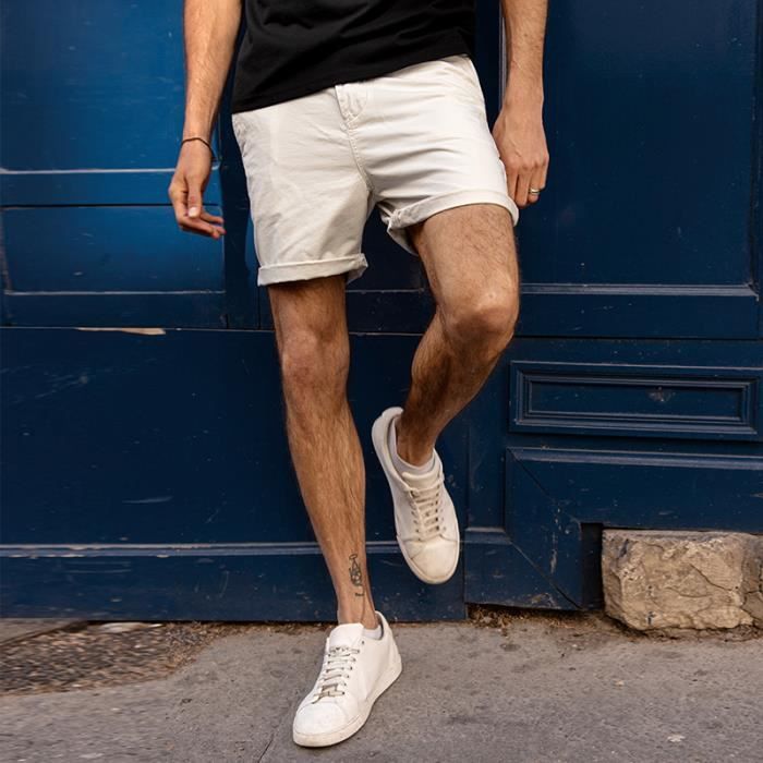 Short,short blanc cassé pour homme, 2022 coton, basique, décontracté,  solide, mode, Streetwear, Slim, haute qualité - Off White[B] Blanc -  Cdiscount Prêt-à-Porter