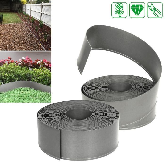 Bordure De Pelouse Ansobea - Ruban Plastique 25m X 10cm Noir Résistant UV