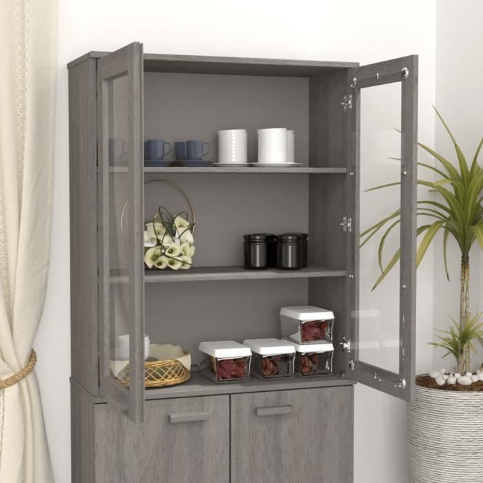 JIM - MEUBLE ENFILADE - Dessus de buffet Gris clair 85x35x100 cm Bois massif de pin(8082)