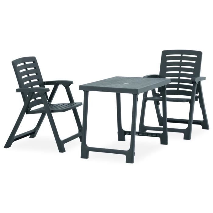3993Elégance- Ensemble de bistro pliable 3 pcspcs - 2 personnes - Table + 2 chaises,Salon de jardin,Mobilier Plastique Vert Taille:5