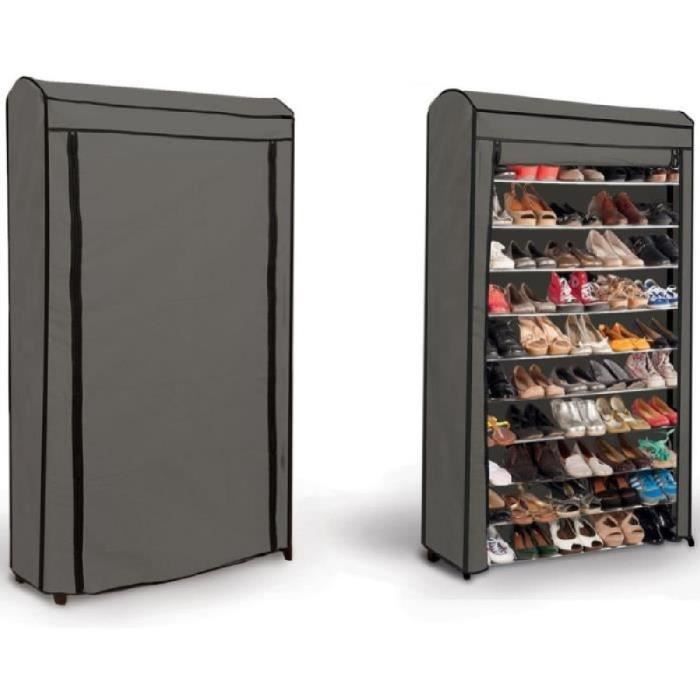 Etagere Range Chaussures 50 Paires Eco Avec Sa Housse Grise
