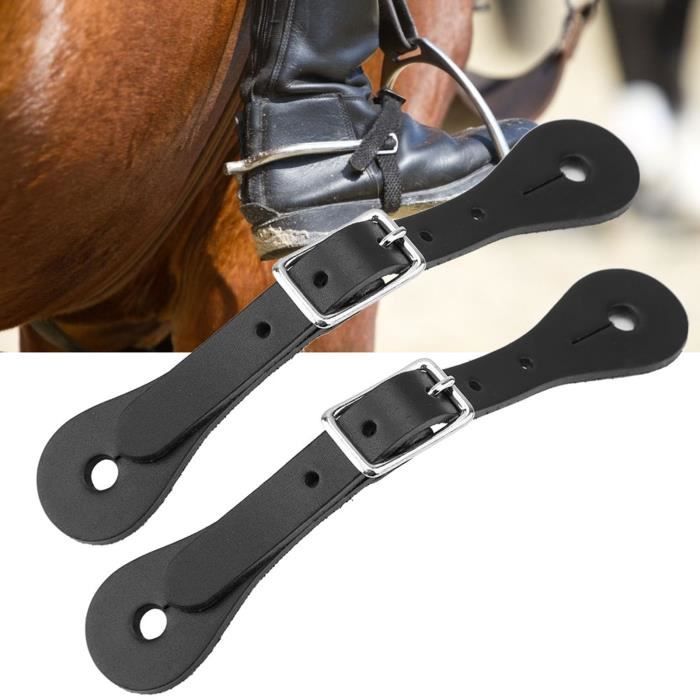 Pwshymi-Sangle de cheval 1 paire d'accessoires d'équitation Sangle d'éperon  équestre en cuir véritable faite à animalerie recurer - Cdiscount Sport