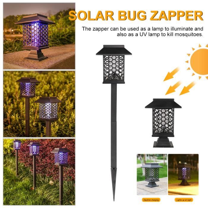 Lanterne solaire anti-moustiques - QINGQUE - 2 en 1 - Étanche - Haute efficacité - Décoration de jardin