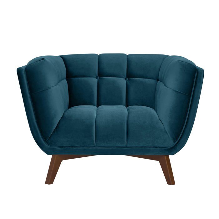 Fauteuil en velours bleu foncé - Mona - Maison Pavane