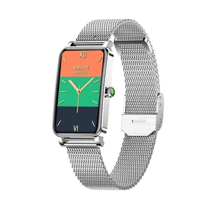 Montre Connectée KW19 Femme – Cardio, Tension, Sommeil – Boîtier 44mm, Silicone Noir
