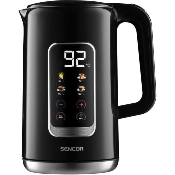 Bouilloire électrique - Sencor - SWK 0951BK - 17 L - 2200 W - Réglage température 40-100°C - Double paroi inox