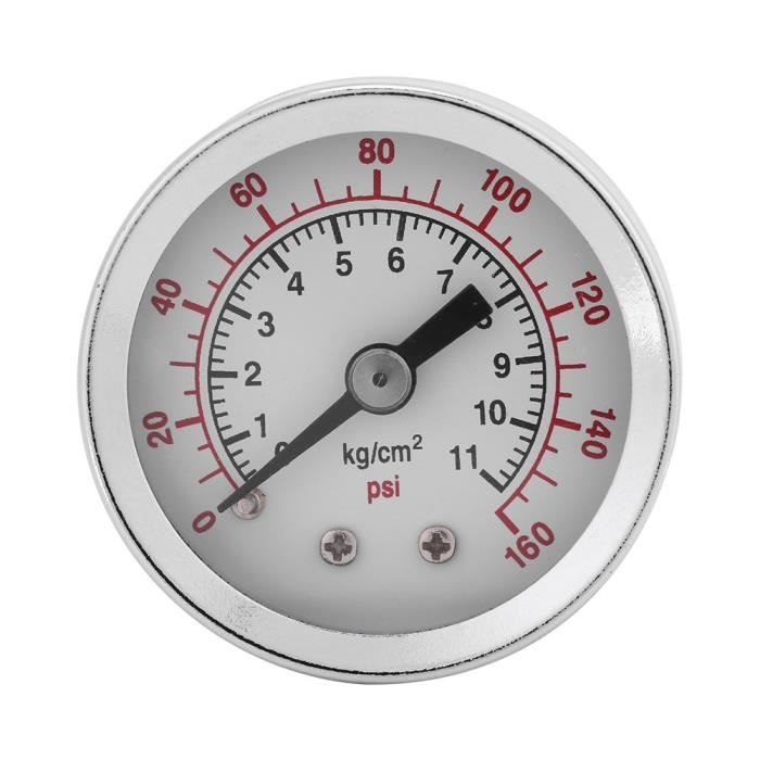 Walfront Jauge de Pression Utilitaire 0-30psi 0-2bar Jauge Hydraulique à Pression Basse Jauge de Pression à Double Echelle Filetage 1/8 BSPT pour Carburant Air Compresseur Eau Gaz