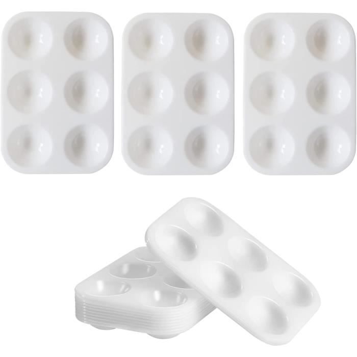 10 Palettes De Peinture Rectangulaires 6 Puits - Mini Plateaux Plastique Pour Artistes