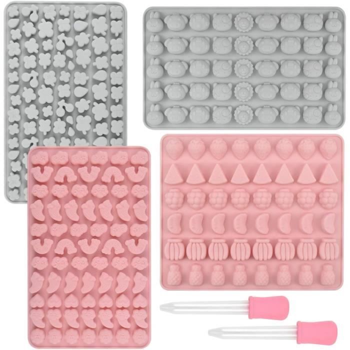 Lot De 3 Moules En Silicone Pour Chocolat/bonbons - Forme Tête De Mort - 120 Cavités + 3 Compte-gouttes