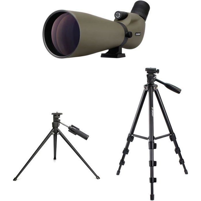 Svbony SV401 20-60x80 Longue Vue avec Double Trépied, FMC Optique Imperméable Incliné, pour L'Observation des Oiseaux, Tir à l'arc